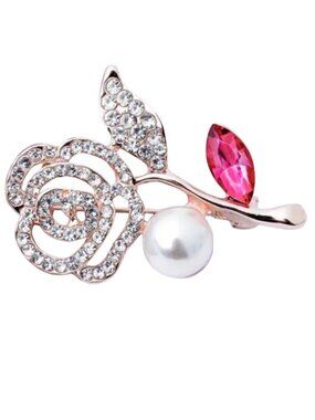 Fashion Jewelry Rose Rhinestone Brooch